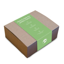 Cargar imagen en el visor de la galería, Matcha set packaging with green label on a white background (back, with details on how to make the perfect matcha) by Big Dog Coffee